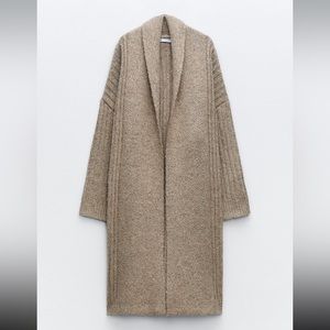 Zara chunky long knit cardigan coat,  premium quality